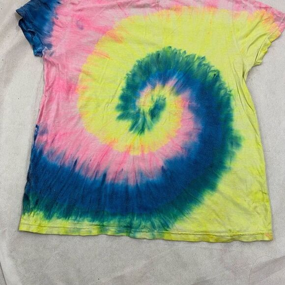 Tie dyed women’s medium tee shirt Pink Yellow Blue‎ Green V Neck - Picture 5 of 6